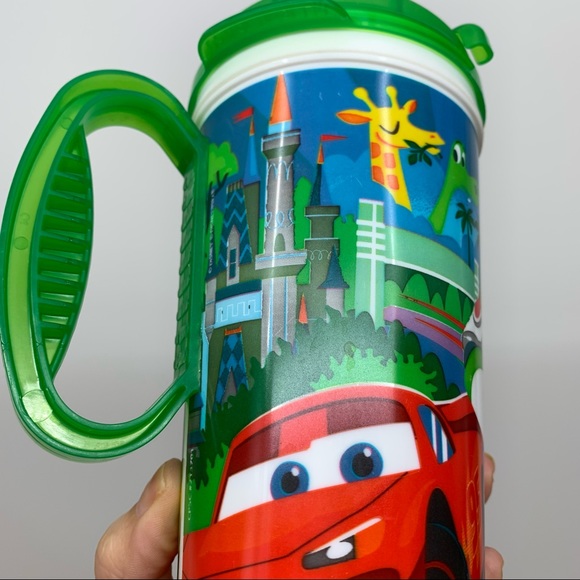 Disney World Set Of Two Neon Whirley Travel Mugs With Handles Buzz Cars Nemo - Picture 10 of 16